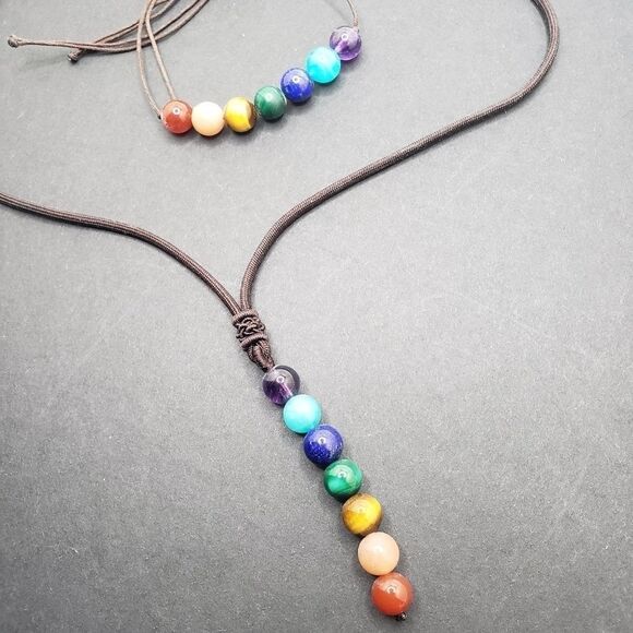 Chakra bead necklace with matching adjustable bracelet - Picture 9 of 9